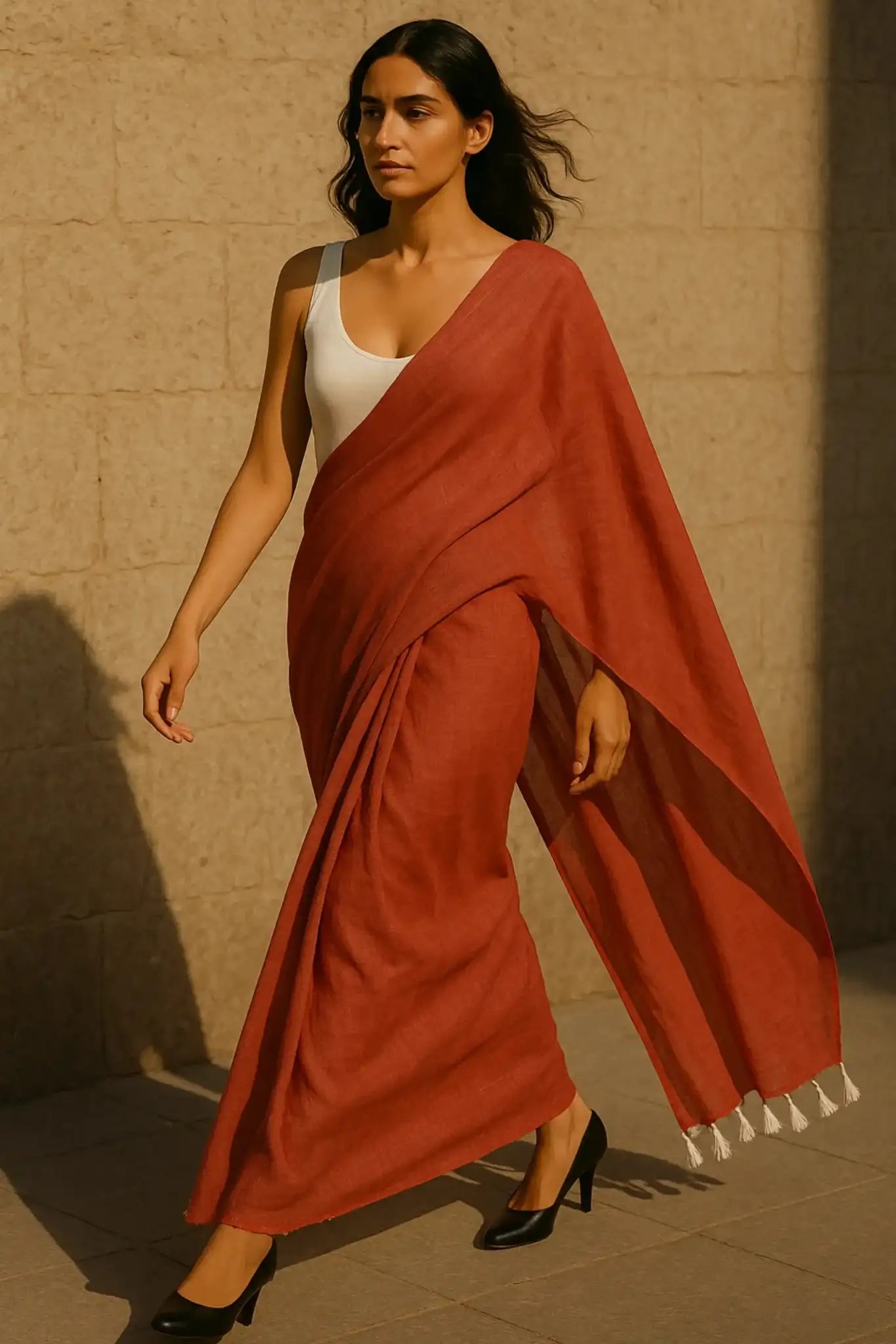 Ember Drape | Mul Cotton | Indidha Saree