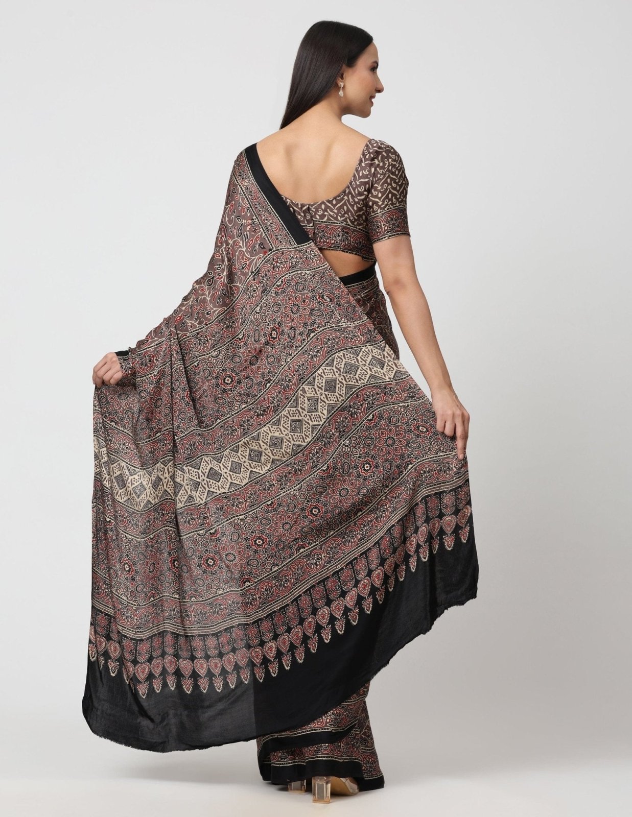 ETERNAL SYMPHONY | Modal Silk | Ajrakh Print | Indidha Saree