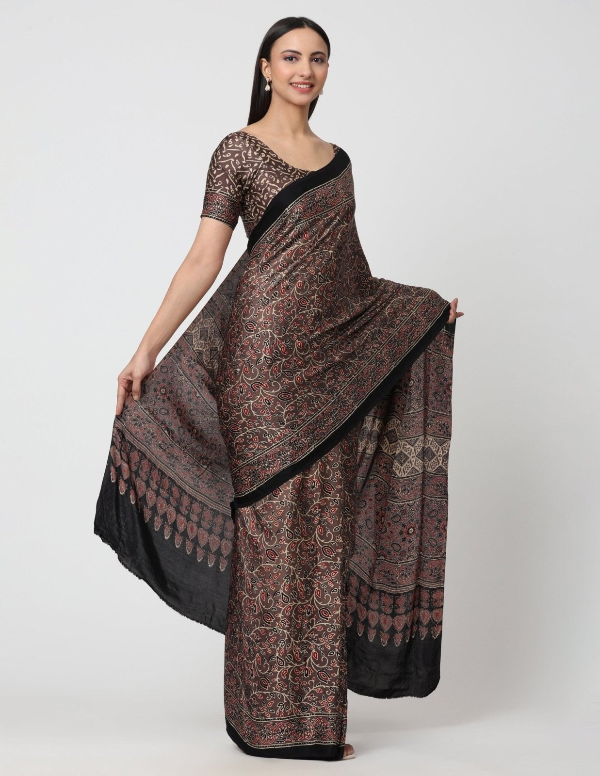 ETERNAL SYMPHONY | Modal Silk | Ajrakh Print | Indidha Saree