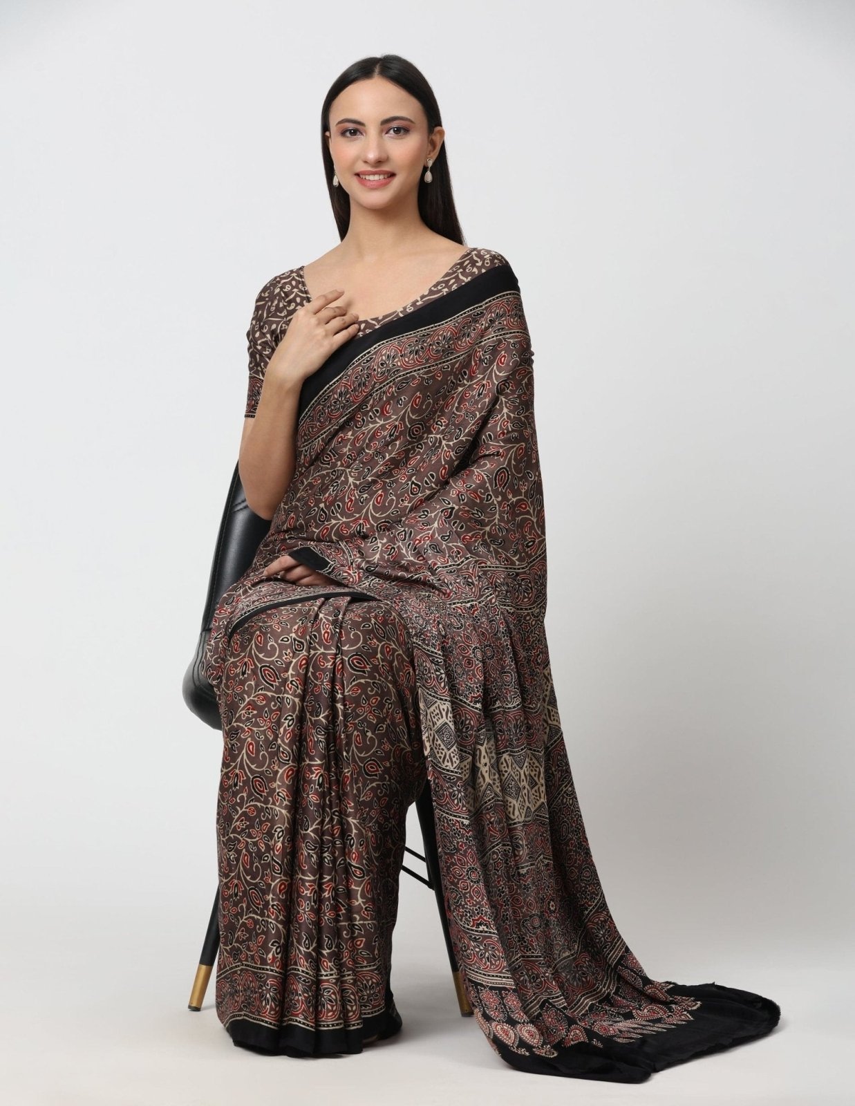 ETERNAL SYMPHONY | Modal Silk | Ajrakh Print | Indidha Saree