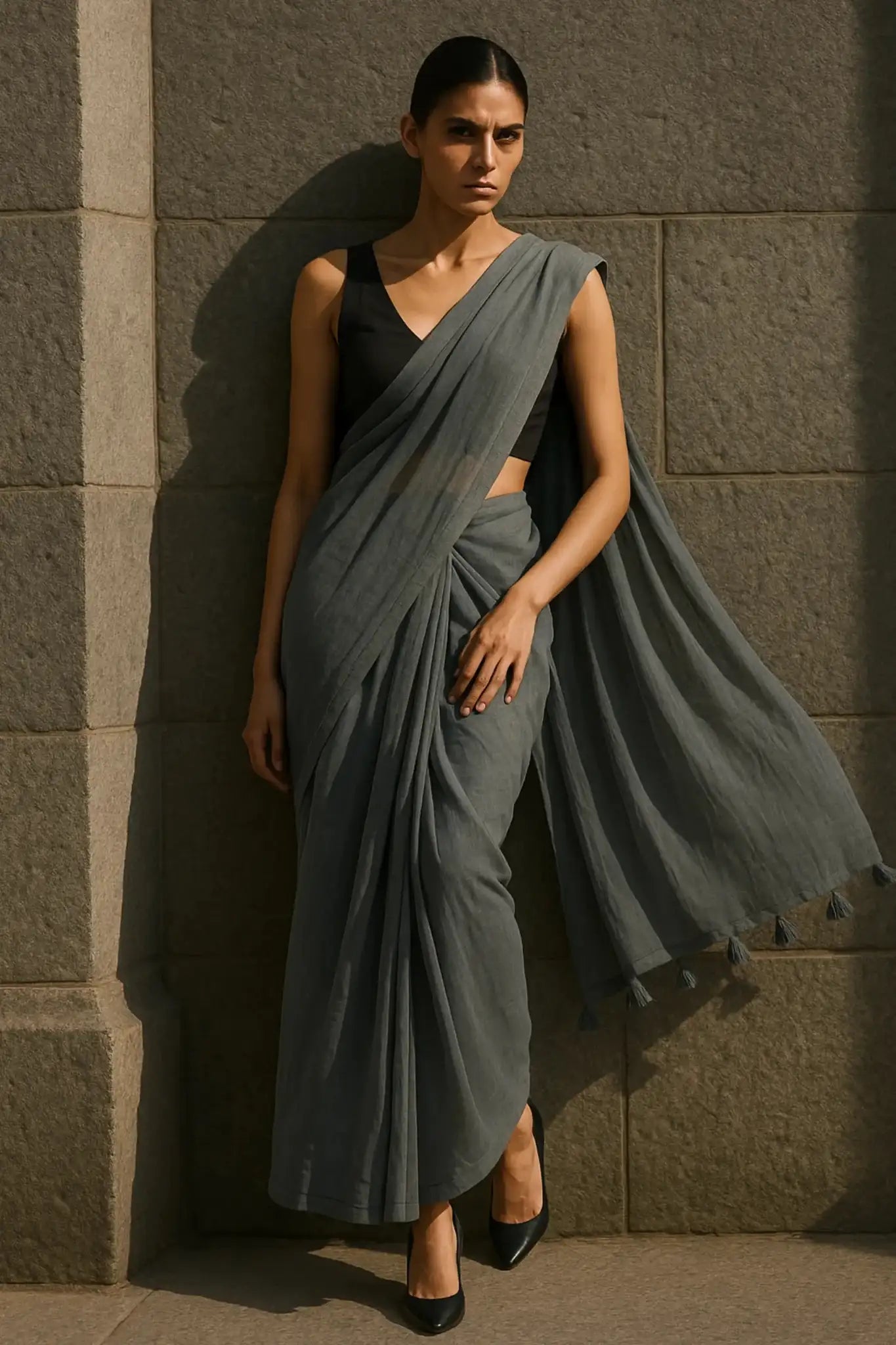 Evening Mist | Mul Cotton | Indidha Saree
