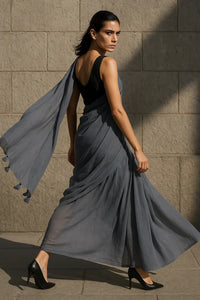 Evening Mist | Handloom Mul Cotton | Indidha Saree