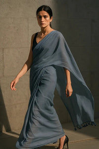 Evening Mist | Handloom Mul Cotton | Indidha Saree