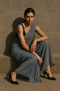 Evening Mist | Handloom Mul Cotton | Indidha Saree