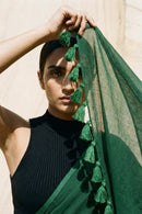 Hushed Pine | Mul Cotton | Indidha Saree