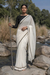 City Monochrome | Mul Cotton | Indidha Saree