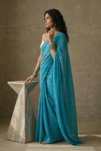 Azure Veil | Mul Cotton | Indidha Saree