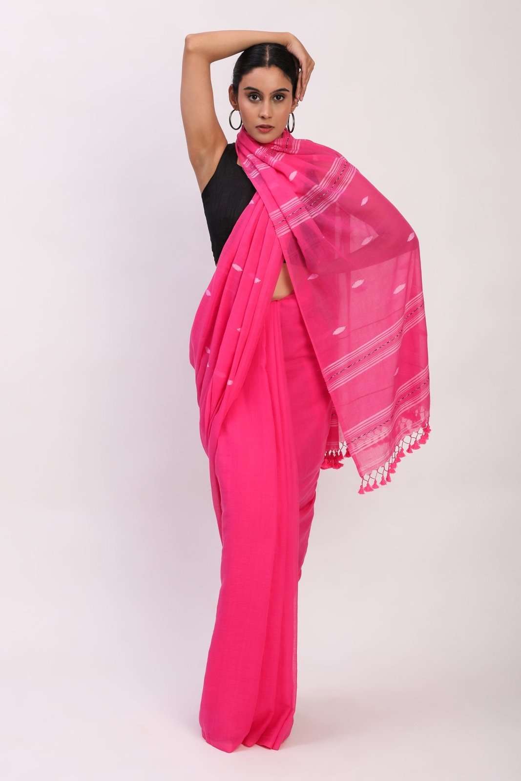 Fierce Pink | Mul Cotton | Indidha Saree