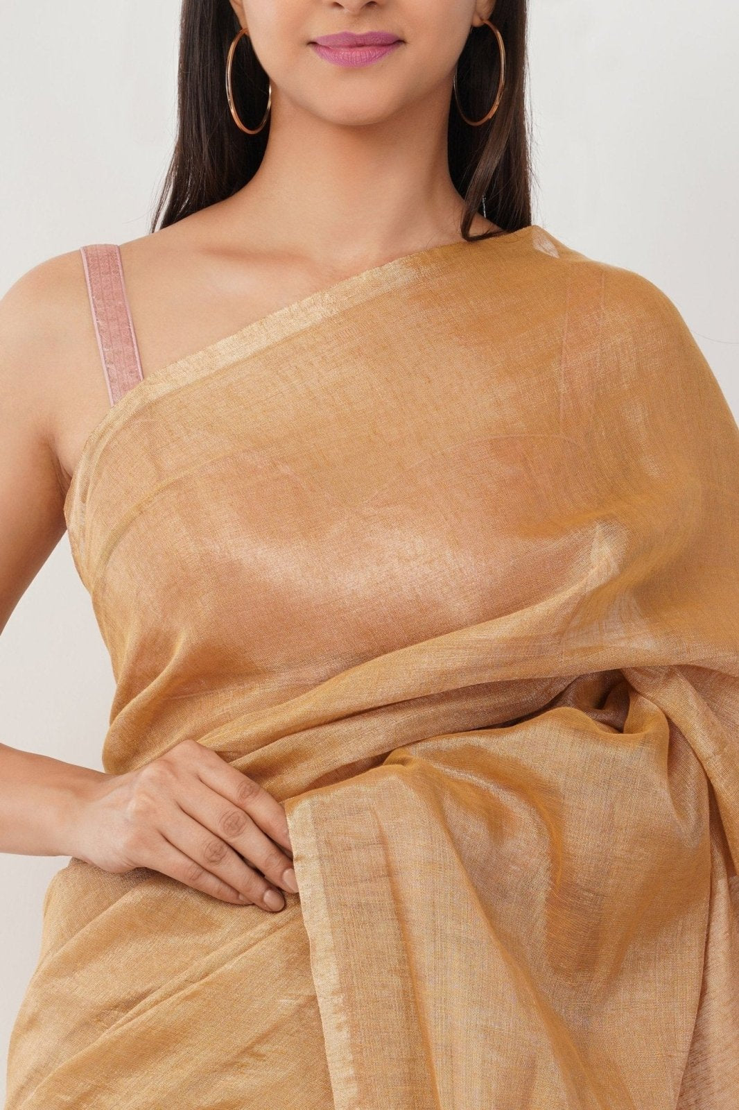 GLIDED GOLD | Linen Tissue | Indidha Saree