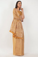 GLIDED GOLD | Linen Tissue | Indidha Saree