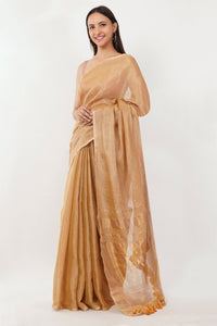 GLIDED GOLD | Linen Tissue | Indidha Saree