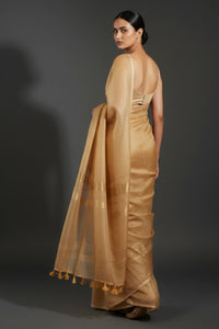 GLIDED GOLD | Linen Tissue | Indidha Saree