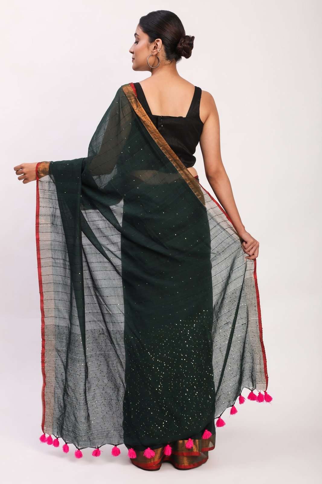 Gold - Flecked Silence | Mul Cotton | Indidha Saree