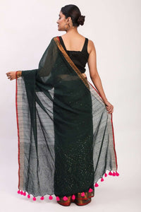 Gold - Flecked Silence | Mul Cotton | Indidha Saree