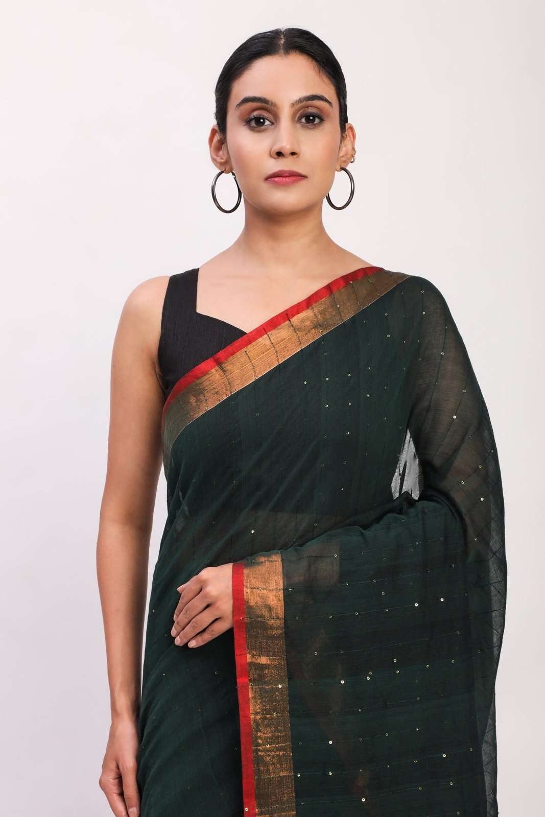 Gold - Flecked Silence | Mul Cotton | Indidha Saree
