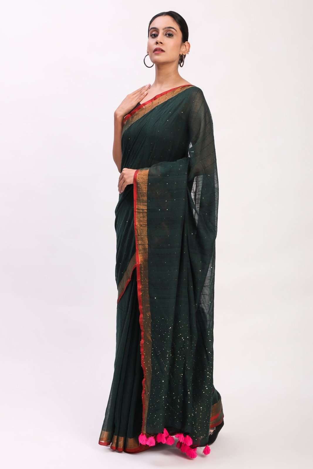 Gold - Flecked Silence | Mul Cotton | Indidha Saree