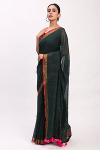 Gold - Flecked Silence | Mul Cotton | Indidha Saree