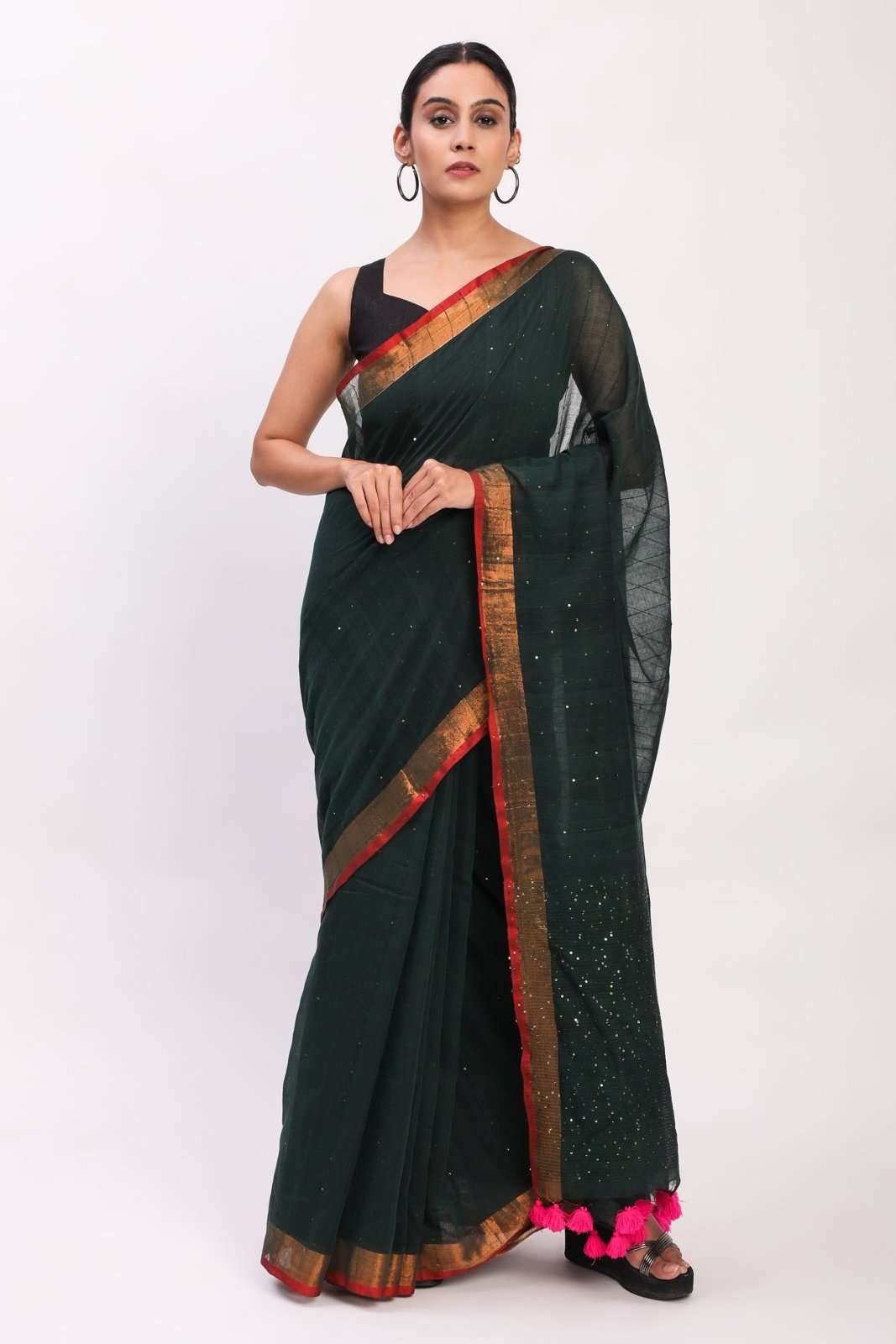 Gold-Flecked Silence | Mul Cotton | Indidha Saree
