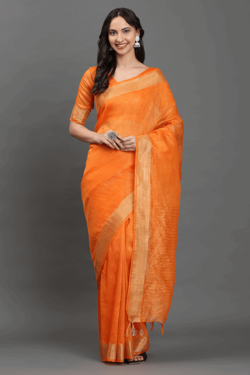 Golden Flame | Kota Linen | Indidha Saree