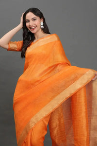 Golden Flame | Kota Linen | Indidha Saree