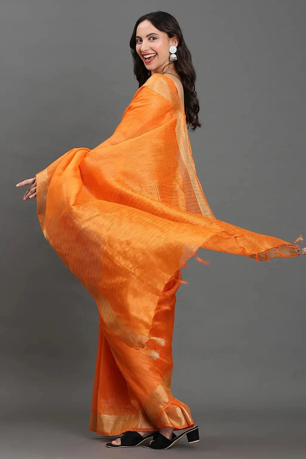 Golden Flame | Kota Linen | Indidha Saree