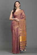 GOLDEN GARNET | Linen Tissue | Indidha Saree