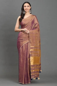 GOLDEN GARNET | Linen Tissue | Indidha Saree