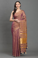 GOLDEN GARNET | Linen Tissue | Indidha Saree