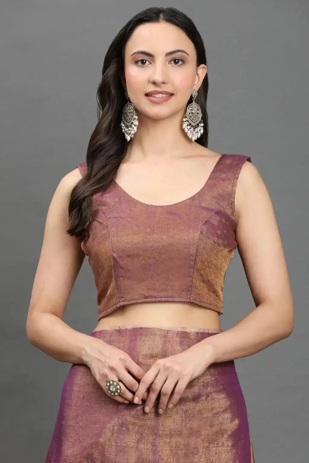 GOLDEN GARNET | Linen Tissue | Indidha Saree