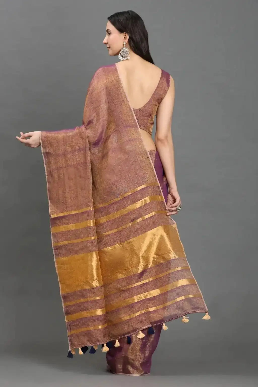 GOLDEN GARNET | Linen Tissue | Indidha Saree