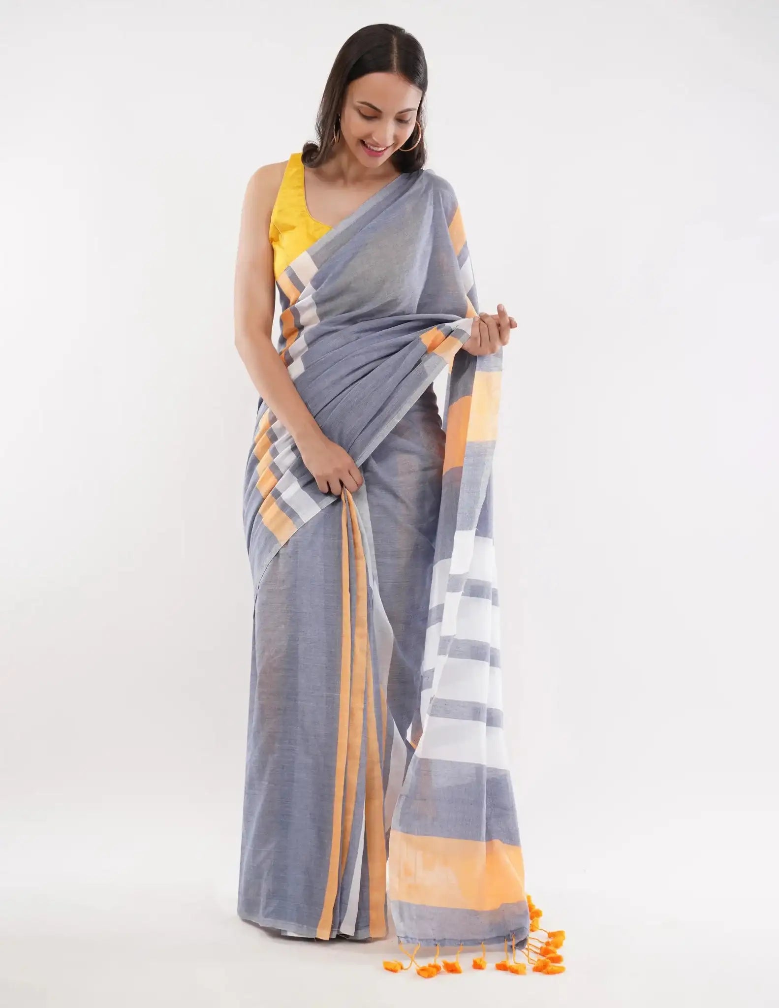 GOSSAMER GOLD | Textured Cotton | Indidha Saree