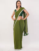 GREEN BLOSSOMES | Mul Cotton | Indidha Saree
