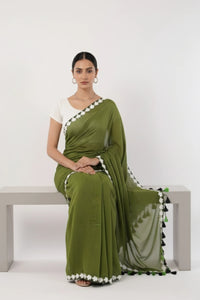 GREEN BLOSSOMES | Mul Cotton | Indidha Saree
