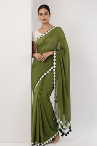 GREEN BLOSSOMES | Mul Cotton | Indidha Saree