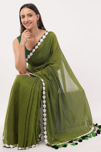 GREEN BLOSSOMES | Mul Cotton | Indidha Saree