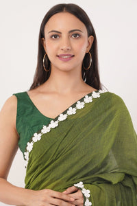 GREEN BLOSSOMES | Mul Cotton | Indidha Saree
