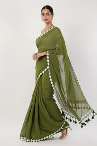 GREEN BLOSSOMES | Mul Cotton | Indidha Saree