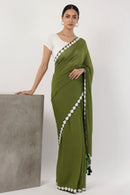 GREEN BLOSSOMES | Mul Cotton | Indidha Saree