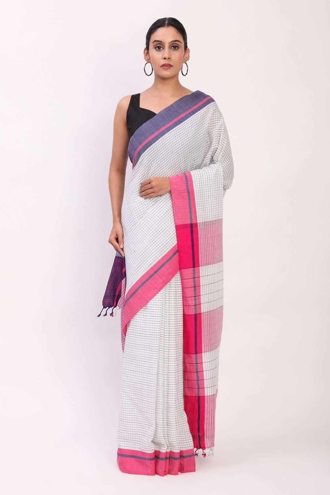 Grid & Glow | Cotton | Indidha Saree