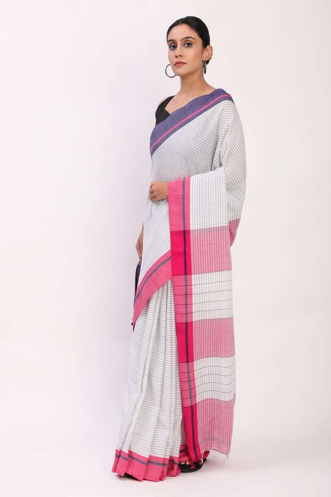 Grid & Glow | Cotton | Indidha Saree