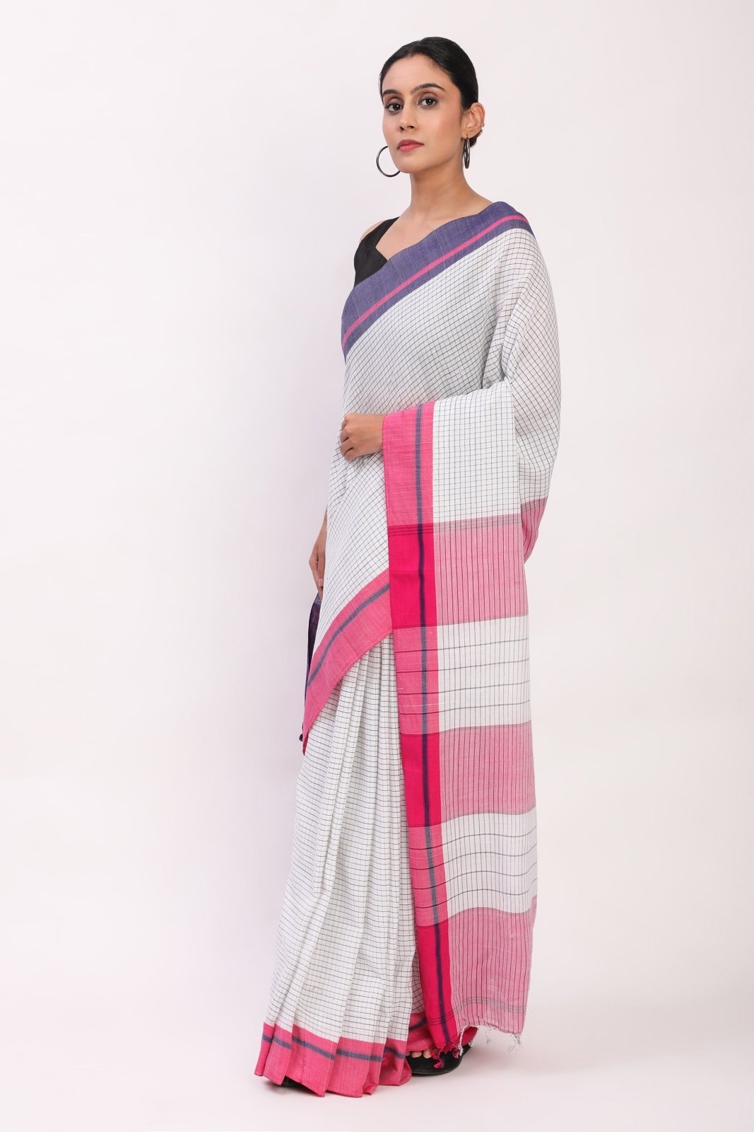 Grid & Glow | Pure Cotton | Indidha Saree