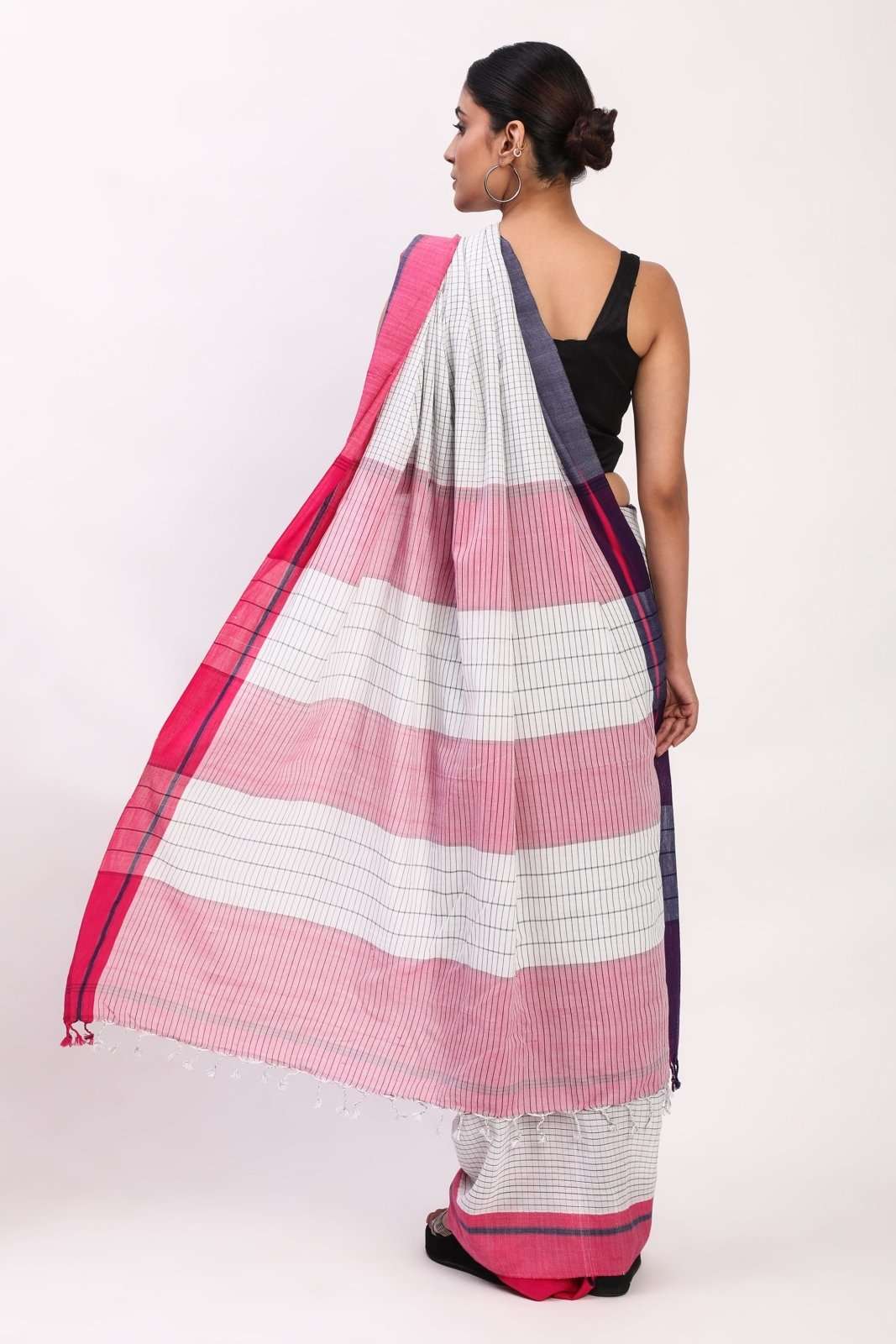 Grid & Glow | Pure Cotton | Indidha Saree