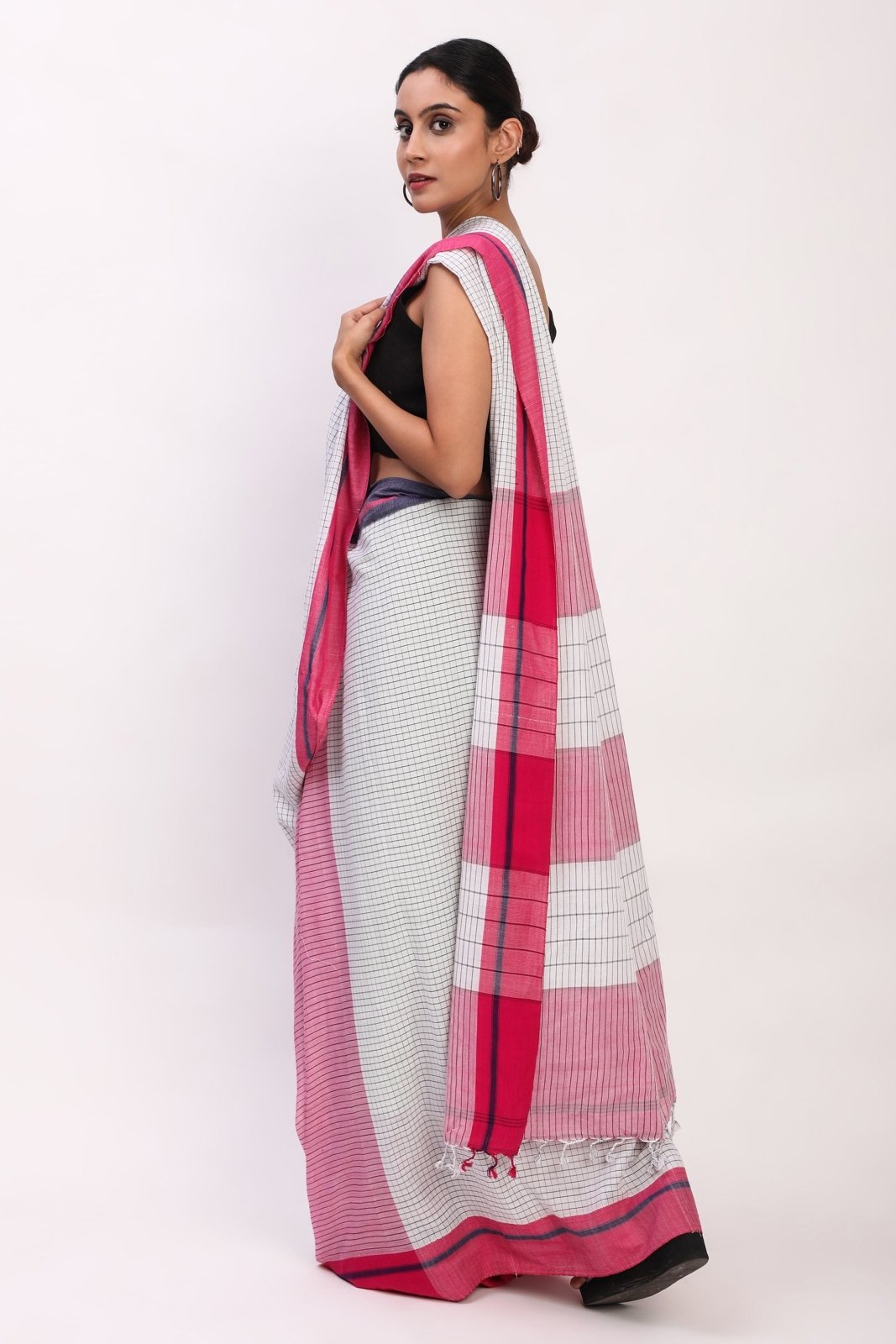 Grid & Glow | Pure Cotton | Indidha Saree