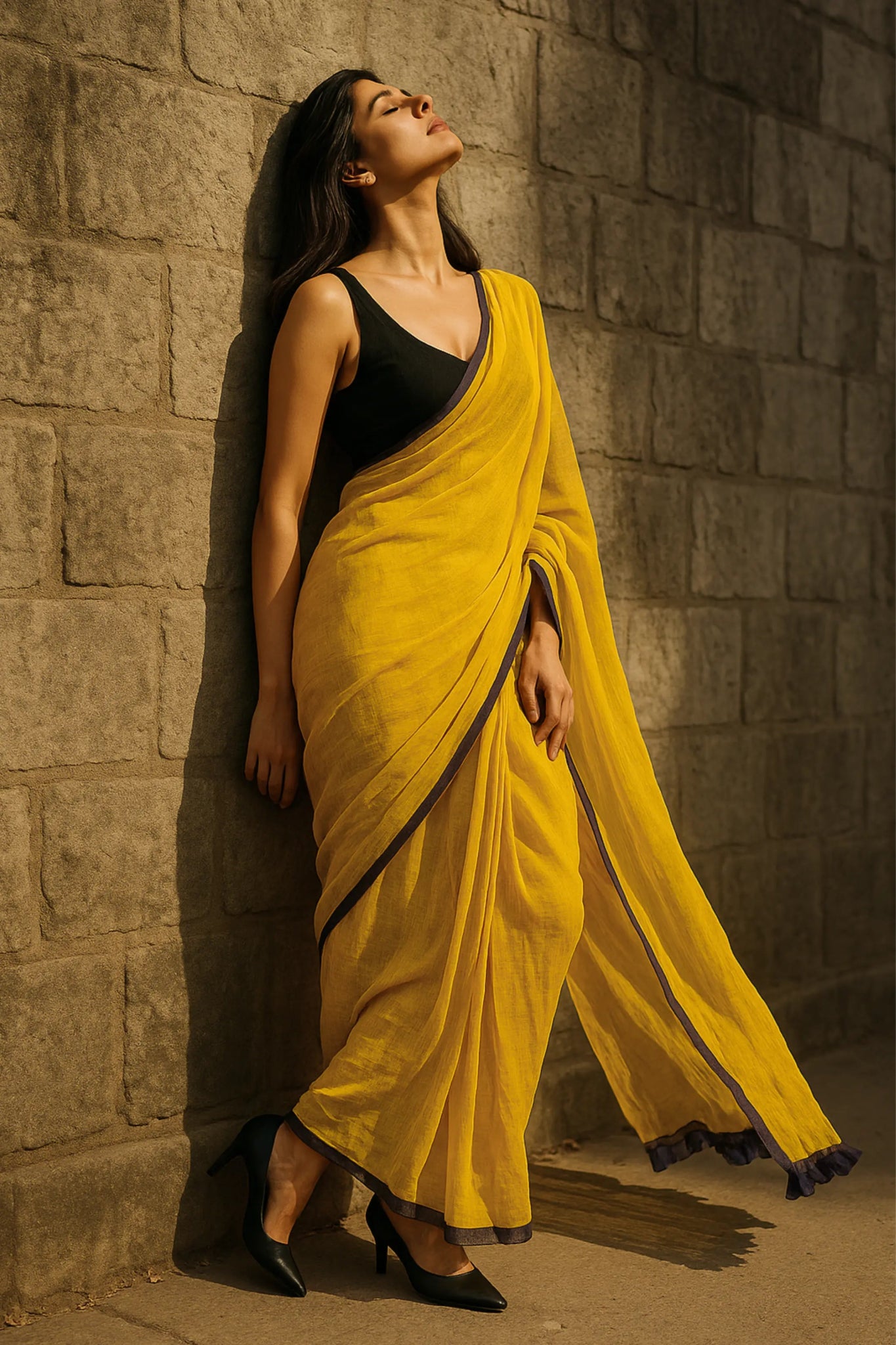 HONEYED HORIZON | Mul Cotton | Indidha Saree