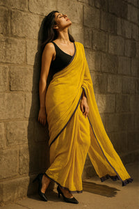 HONEYED HORIZON | Mul Cotton | Indidha Saree
