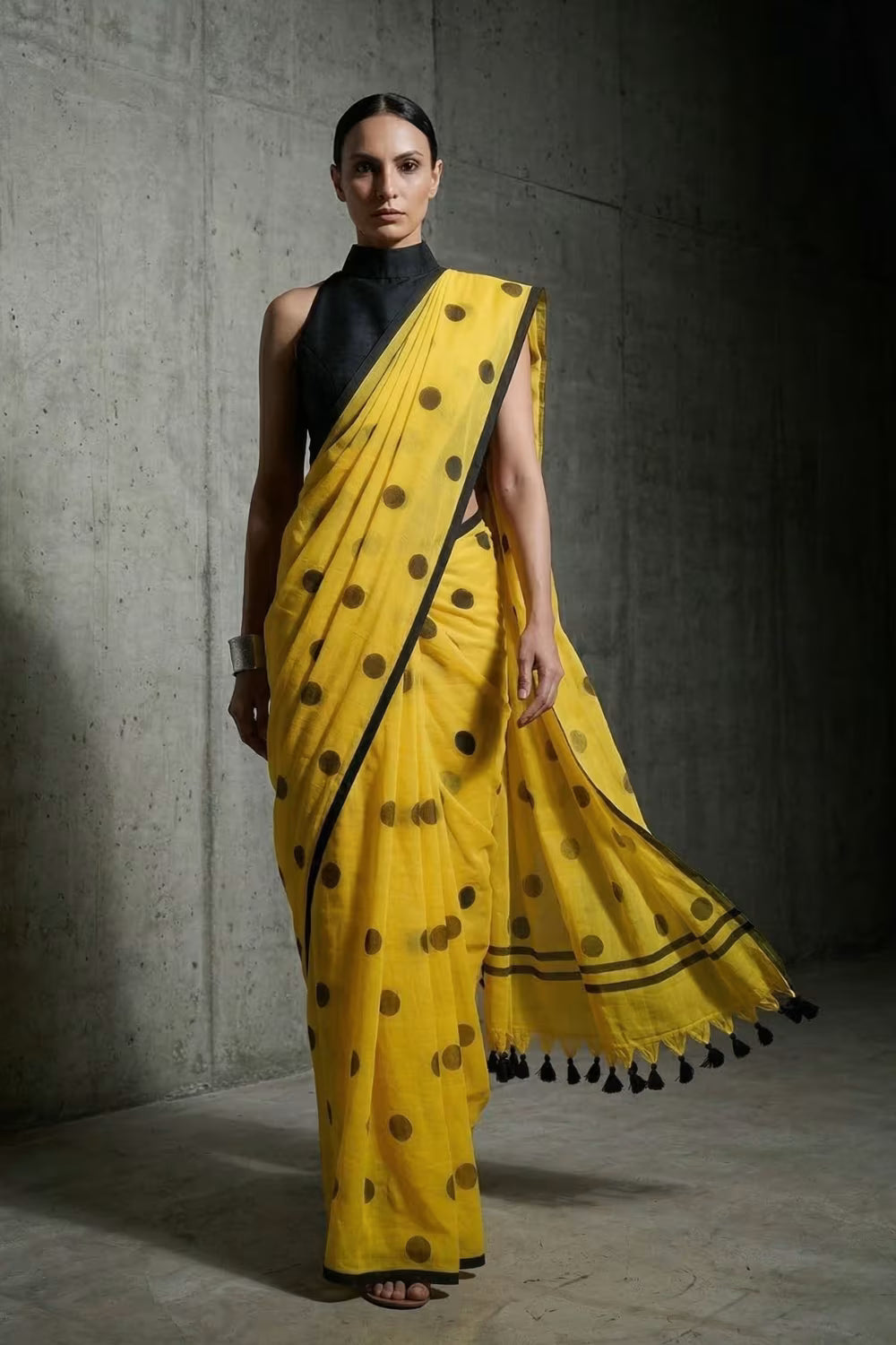 EBONY SUNSHINE | Mul Cotton | Indidha Saree
