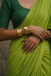 Lime Ember | Mul Cotton Saree | Indidha Saree