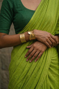 Lime Ember | Mul Cotton Saree | Indidha Saree