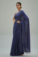 Elegant deep navy cotton saree perfect for everyday and festive wear