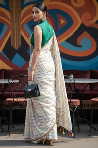 Noor Grid | Mul Cotton | Indidha Saree